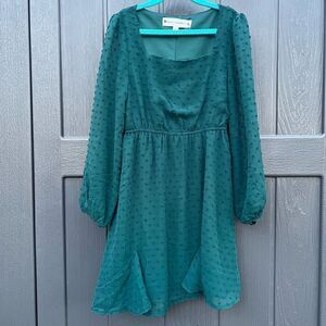 Poppies and Roses Dot Girl Flunce Sleeve Rushed dress  size 8